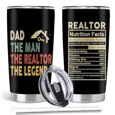 Imagem de Absacie Presentes de corretor de imóveis para homens, presentes de agente imobiliário, copo de aço inoxidável de 590 ml com canudo de tampa