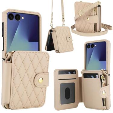 Imagem de Asuwish Capa de celular para Samsung Galaxy Z Flip 7 5G com bloqueio de RFID, carteira com zíper, alça transversal, dobradiça, proteção, compartimento para cartão, suporte ZFlip 7Z Z7 G Flip7 ZFlip7