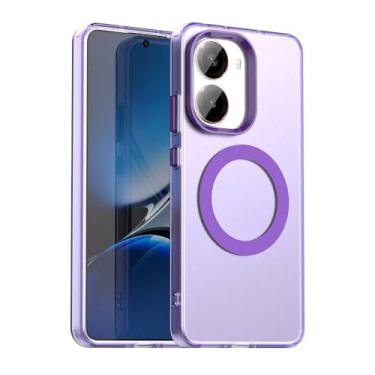 Imagem de Capa compatível com Xiaomi Poco X7 Pro 5G, compatível com Magsafe, capa magnética à prova de choque, compatível com Redmi Turbo 4 5G capa roxa