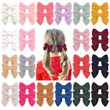 Imagem de Laços de cabelo Jollybows, 7 cm, lã, jacaré, clipes de jacaré, 40 unid