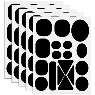 Imagem de 5 folhas de remendos de reparo de jaquetas, vários formatos, adesivos de reparo de nylon, fitas de tecido laváveis autoadesivas, para jaquetas, casacos, sacos de dormir, tendas (preto)