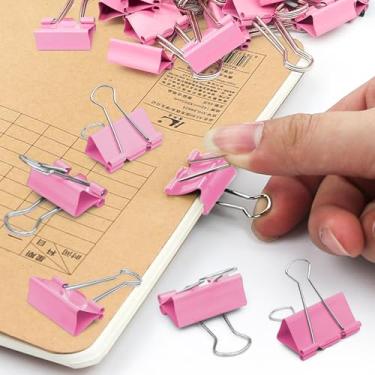 Imagem de Conjunto de 50 clipes de fichário para uso em mesa de escritório, grampos organizadores de papel, clipes de gerenciamento de arquivos para casa, estudo e trabalho (rosa, 25 mm x 11 mm x 43 mm)