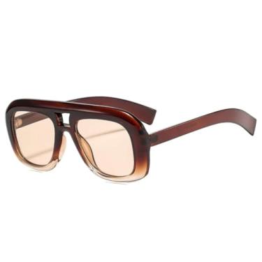 Imagem de Óculos de Sol Retrô Feminino Fashion Gradiente UV400 Masculino (Marrom Champagne)