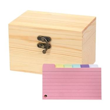 Imagem de harayaa Porta-fichas de madeira, caixa organizadora e leve para cartões de estudo, ideal para estudantes e