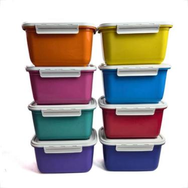 Imagem de Kit Pote de Plástico Marmita Tampa Com Trava Hermetico 1L Marmitas Fit