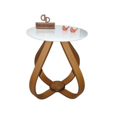 Imagem de Mesa Lateral Cebola Com Vidro 45cm 60cm Branco