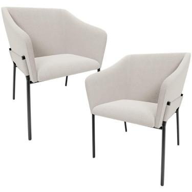 Imagem de Kit 2 Cadeiras Para Sala De Jantar Estar Living Olívia L02 Bouclê Cru - Lyam Decor