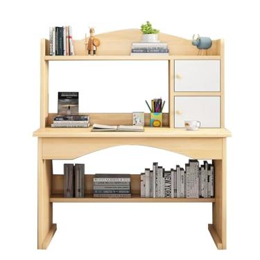 Imagem de Mesa de computador com prateleiras de armazenamento, mesa de estudo, mesa de escritório em casa, estação de trabalho de computador moderna simples mesa de trabalho para trabalho e estudo 100 cm