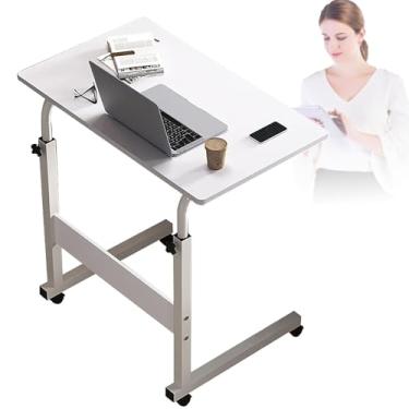 Imagem de Mesa móvel para computador, mesa com rodinhas de altura ajustável com 4 rodas bloqueáveis, ajuste de altura de 80 x 40 cm, espessura de 70 a 90 cm, carrinho de mesa para laptop de 12 mm D