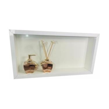 Imagem de Nicho Porcelanato Branco 30x70 e Borda de Aluminio ideal p/Box Banheiros