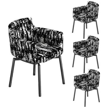 Imagem de Cadeiras de jantar giratórias de 180°, cadeiras giratórias com apoio de braço e encosto, pernas de aço carbono com encaixe automático, 150 kg, 2 estilos A, 4 peças