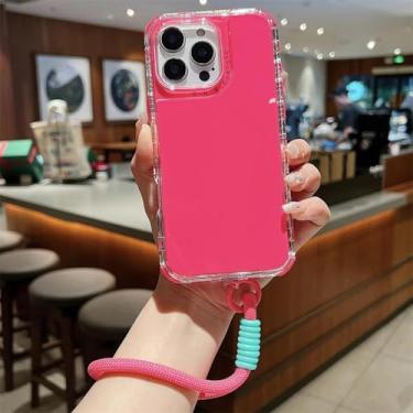 Imagem de HTVJFX Para 15pro Pulseira Cor Sólida Híbrida Armadura Capa Airbag Canto Capa À Prova de Choque (para 15pro/rosa vermelha)