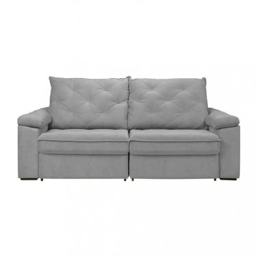Imagem de Sofá Para Sala Reclinável Estofado Miami 210cm Boucle Cinza