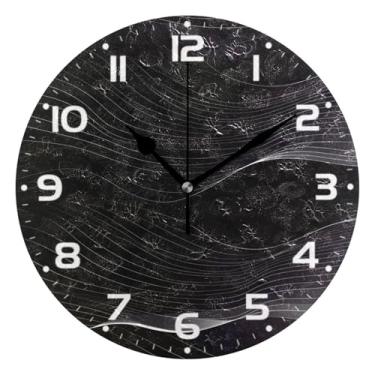 Imagem de JUZIHAI Relógio de parede com linha de onda abstrata, silencioso, sem tique-taque, relógios de parede redondos operados por bateria, fácil de ler, relógio decorativo de parede para casa, cozinha, sala