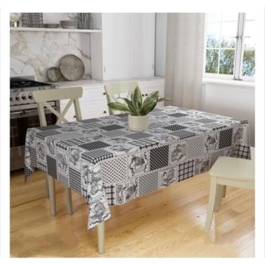 Imagem de Toalha de Mesa Grande Oxford Lisa ou Estampada para 10 ou 12 Lugares – Perfeita para Mesa Rústica (GALO XADREZ)