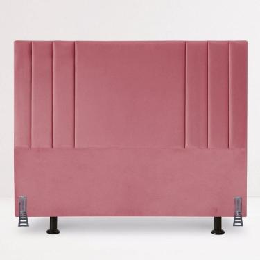Imagem de Cabeceira Queen Estofada Cama Box 160 Cm Moderna Veludo Frame Rosa