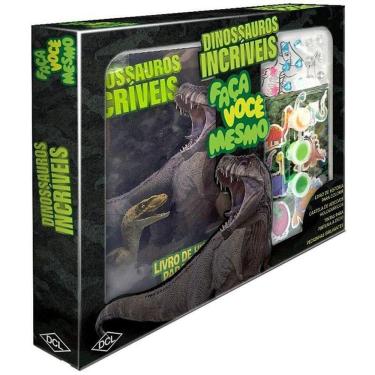 Imagem de Kit Pintura Dinossauros Livro + Tintas + Adesivos  Unidade 