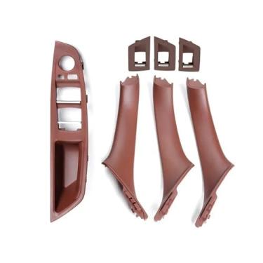 Imagem de Bege preto cinza ostra interior do carro puxador da porta conjunto compatível para bmw série 5 f10 f11 523i 525i 528i 530i lhd(LHD Redbrown)