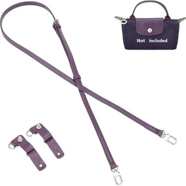Imagem de EFDNK-HB Substitua alças horizontais, bolsa de mão de couro, kit de alça de ombro ajustável para mini bolsa Longcamp feminina, roxo geléia, tamanho único