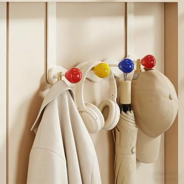 Imagem de Asruito Cabide sobre porta, ganchos para cabide de porta, cabide de toalha para banheiro, ganchos de cabide de porta, ganchos para pendurar chapéu, chaveiro, toalha, roupões, entrada