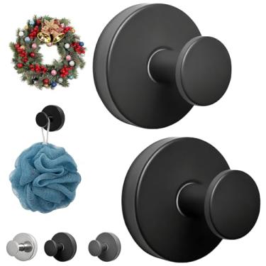 Imagem de HiOKOU Cabides de guirlanda para porta da frente, ganchos de ventosa de metal, pacote com 2 ganchos de toalha removíveis para banheiros, ganchos de copo para janela de vidro