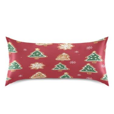 Imagem de Blueangle Fronha de cetim de biscoito de gengibre para cabelo e pele, fronha de seda, tamanho king (50,8 x 101,6 cm) - Capas de almofada de cetim refrescantes com fecho de envelope (85)