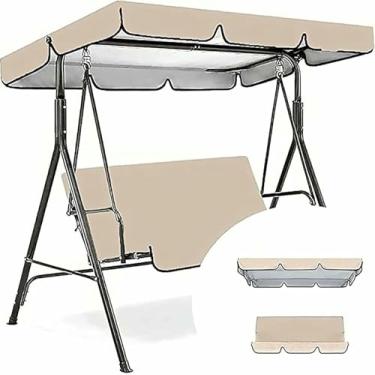Imagem de Conjunto de cobertura para balanço de pátio de 3 lugares, toldo de substituição para cadeira de balanço, móveis de jardim externos, capa impermeável para balanço.