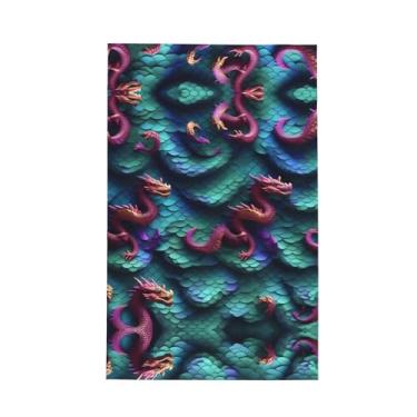 Imagem de XLLingL Toalhas de cozinha de waffle com estampa de escamas de dragão mágicas 3D, panos de prato de microfibra, perfeitos para decoração e limpeza de cozinha - 1 peça