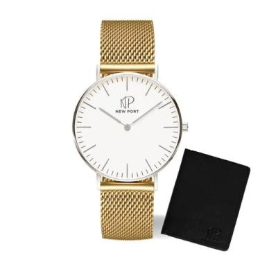 Imagem de Relógio Masculino Analógico Dourado Elegante 40mm + Carteira - New Por
