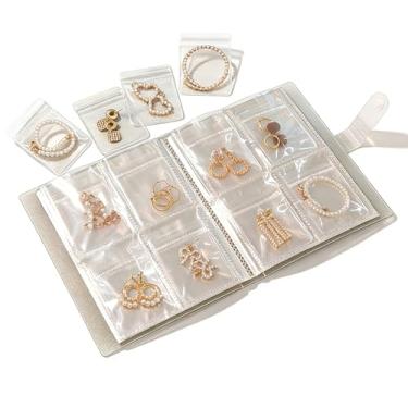 Imagem de Livro de armazenamento de joias, organizador de viagem de 3 ou 4 compartimentos com colar, suporte de brinco de anel para mulheres (4 grades)