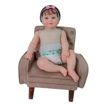 Imagem de Bebê Reborn Maddie Corpinho Tecido Cabelo Fio A Fio 60cm - Valentina R