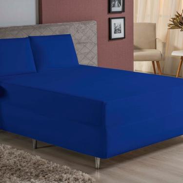 Imagem de Jogo De Cama Casal Nobre 3 Peças Luva De Box 55cm De Altura Malha 100% Algodão - Royal