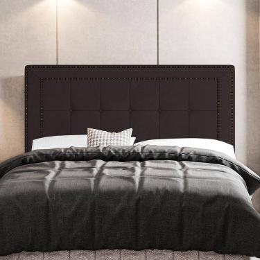 Imagem de Cabeceira Cama Box Casal Luxor 140cm com Tachas e Frame Corano Marrom - Abmaza
