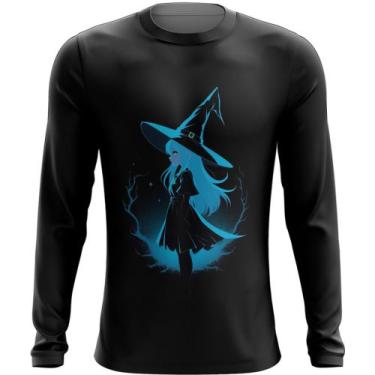 Imagem de Camiseta Manga Longa Bruxa Halloween Azul Festa 2 - Kasubeck Store®, G