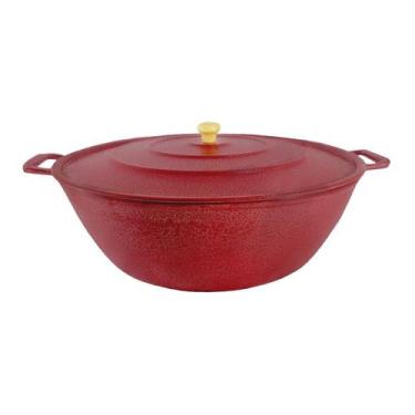 Imagem de Tacho Restaurante Alça de Alumínio Fundido Craqueado Vermelho 12cm - D