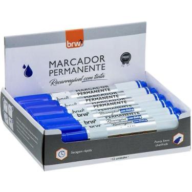 Imagem de Pincel Marcador Permanente Linha Prime Recarregável Azul Caixa com 12 