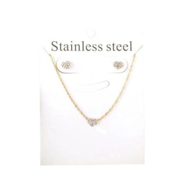 Imagem de Conjunto De Joias Femininas Com Colar E Brincos De Aço Inoxidável, Pre