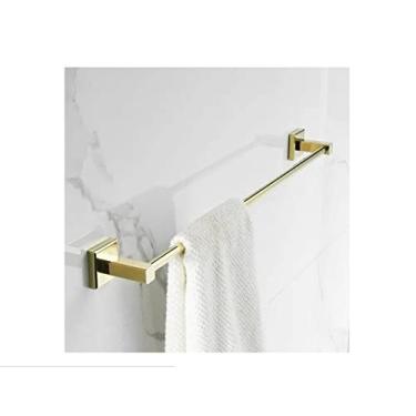 Imagem de Porta Toalha Linear 30cm. Quadrado Dourado Brilhante