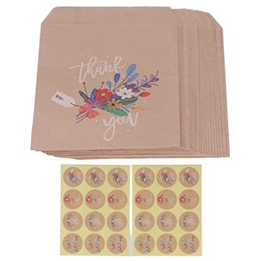 Imagem de GLOGLOW 48 peças de sacos de presente de papel Kraft, mini sacos de papel kraft com estampa de dinossauro, doces e doces, sacos de embrulho de presente com adesivos para lembrancinhas de aniversário de casamento (buquê) sacolas de presente