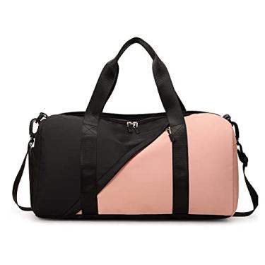 Imagem de Bolsa de ginástica moderna bolsa de viagem com compartimento molhado e compartimento de sapatos, bolsa de viagem unissex grande capacidade à prova d'água bolsa tiracolo bolsa de viagem bolsa de viagem com manga de bagagem, Rosa + preto, Bolsa de viagem para academia