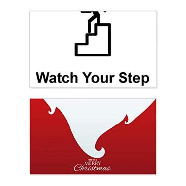 Imagem de Watch Your Step Black Symbol Pattern Holiday Merry Christmas Cartões de parabéns Mensagem de Natal