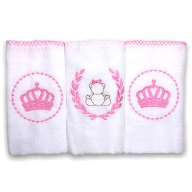 Imagem de Kit Enxoval com 3 Fraldas De Pano (Princesa Rosa)