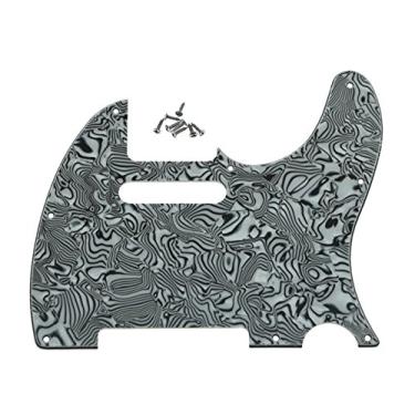 Imagem de KAISH 8 furos Tele Style Pickguard TL Guitar Pick Guard Scratch Plate para Tele/Telecaster Preto/Branco Shell