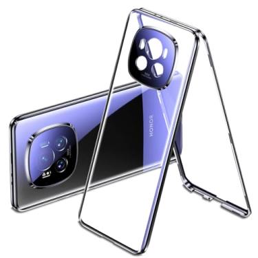 Imagem de QUIETIP Capa compatível com Honor Magic 6 Pro 5G, moldura magnética de metal dupla face, vidro temperado transparente com capa de proteção para câmera, preta
