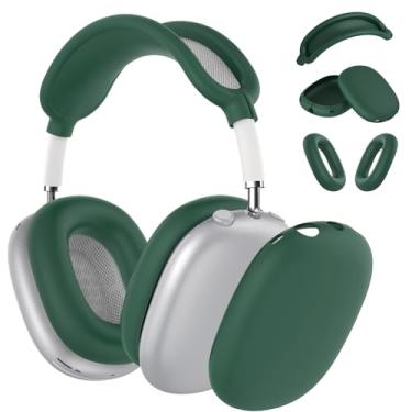 Imagem de Capa de silicone para fones de ouvido AirPods Max, capa antiarranhões/capa de fone de ouvido para AirPods Max, acessórios protetores de silicone macio para Apple AirPods Max, verde escuro