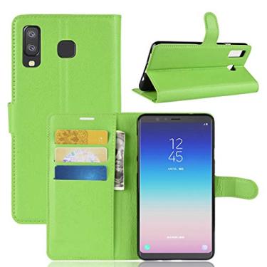 Imagem de Capa para Samsung Galaxy A8 Star, capa carteira flip de couro PU premium com compartimento para cartão, suporte e fecho magnético [capa interior à prova de choque de TPU] Compatível com Samsung Galaxy