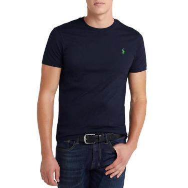 Imagem de Camiseta Ralph Lauren Masculina Custom Fit Green Icon Azul Marinho-Masculino