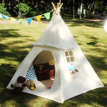 Imagem de Lavievert Casinha de brinquedo infantil grande indiana de lona com duas janelas – vem com uma bolsa de transporte de lona