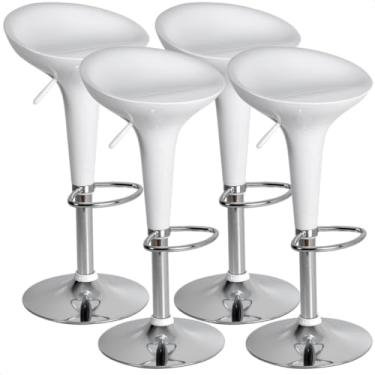 Imagem de Kit 04 Un Banquetas Giratória Alta Cozinha Americana Bar Balcão Tulipa Lotus Assento Abs (Branca)