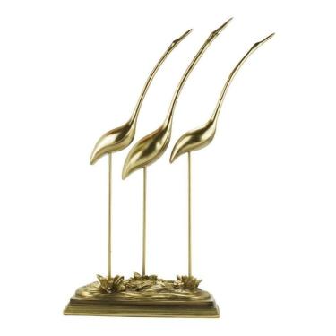 Imagem de Enfeite Resina Grande Rack Sala Dourado 3 Garsas - 42cm 